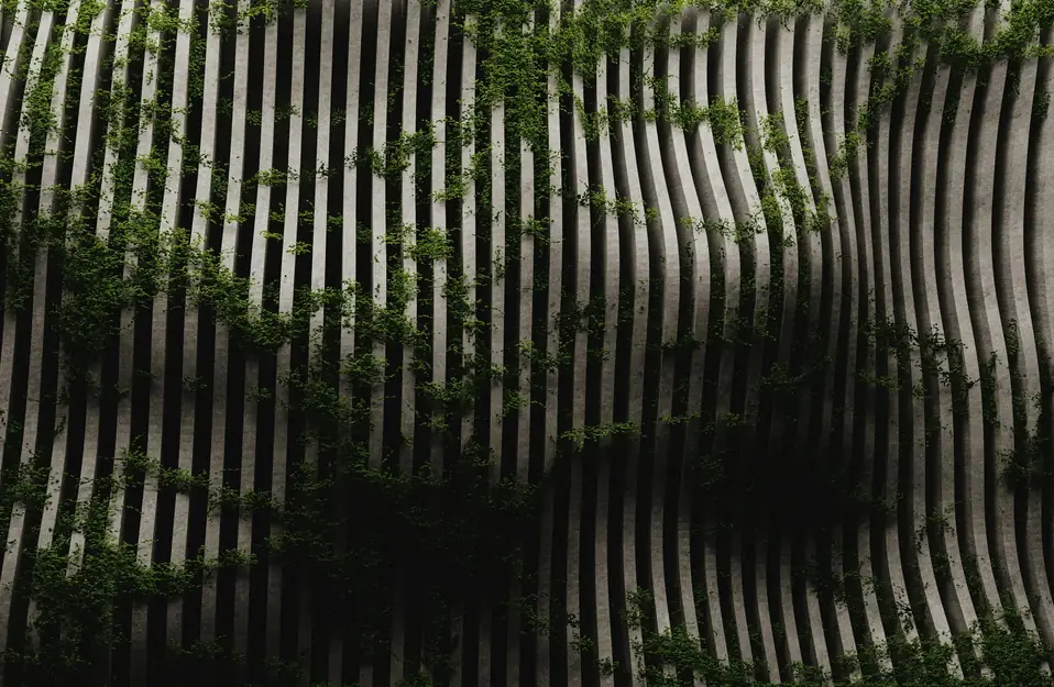 Wavy concrete facade with climbing vines, suggesting a storefront structure that still needs an owner after Shopify Canvas and Sidekick start adding sections