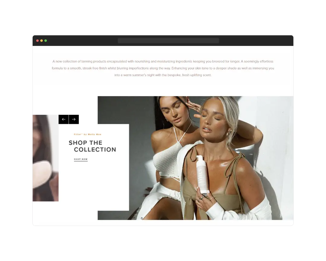 Filter by Molly-Mae homepage ~ oContis Studio