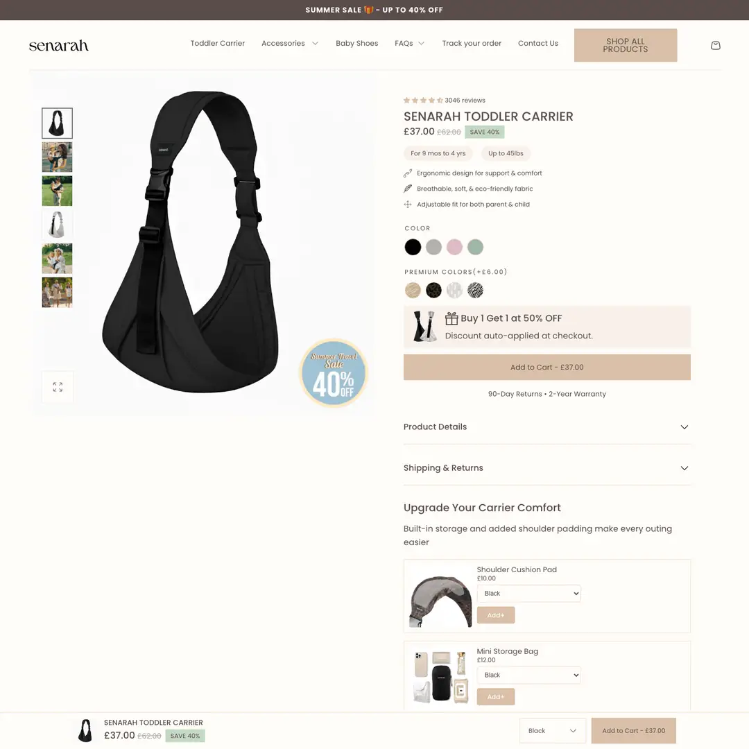 Toddler carrier product page ~ Senarah by oContis Studio