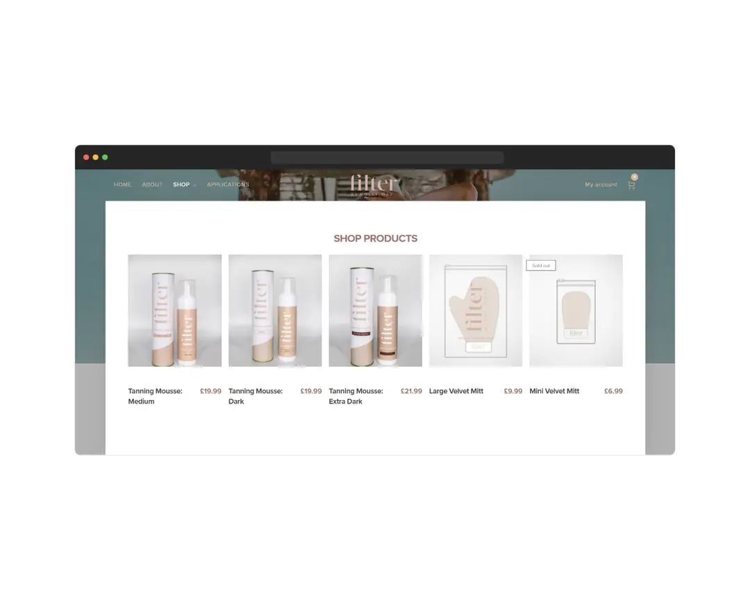 Filter by Molly-Mae product page ~ oContis Studio