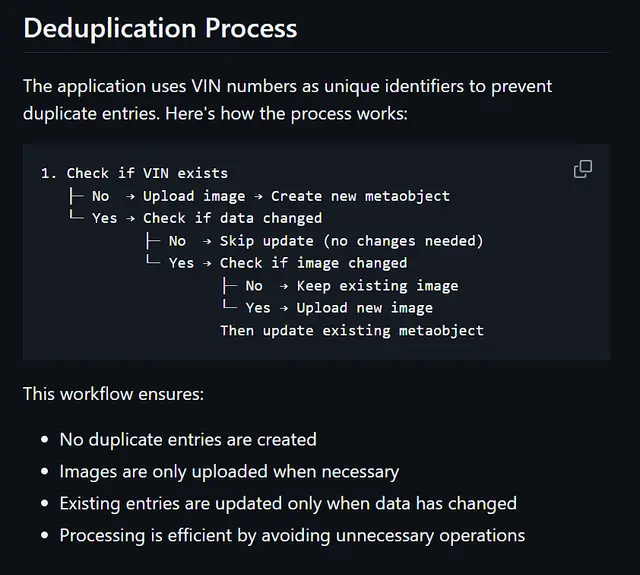 Smart deduplication process ~ RTR Vehicles by oContis Studio