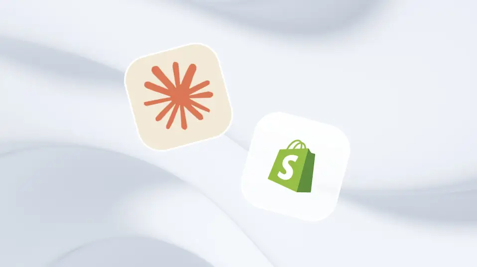 Laptop screen showing Shopify admin and AI assistant interface for store data queries